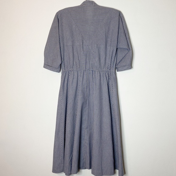 Vintage Ilse M 70s Midi Flared Striped Dress Size 8 - Picture 8 of 8